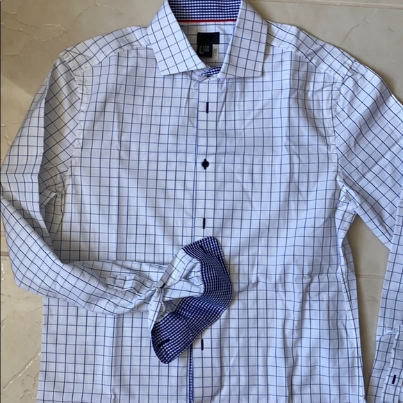 H&M Blue Square Check Dress Shirt - Picture 9 of 10